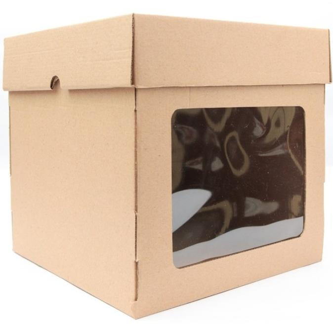 *****] Cake Box Kue / Dus Corrugated Jendela Mika 20x20x20 cm