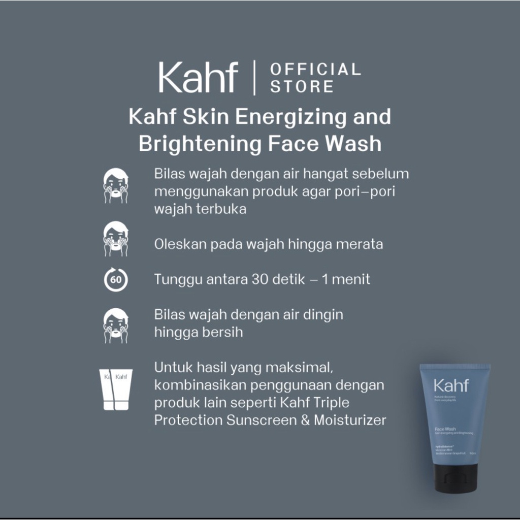 KAHF Man Facial Wash 50ml 100 ml / Sabun Cuci Muka Pria - Laki Laki