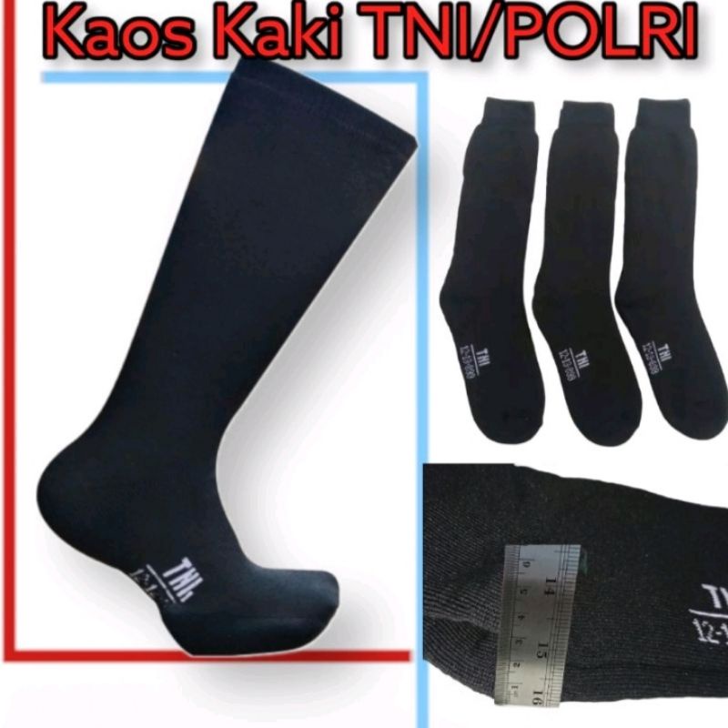 termurah !!! kaos kaki TNI-POLRI  hitam polos tebal panjang sebetis pria dewasa bahan berkualitas terjamin bagus