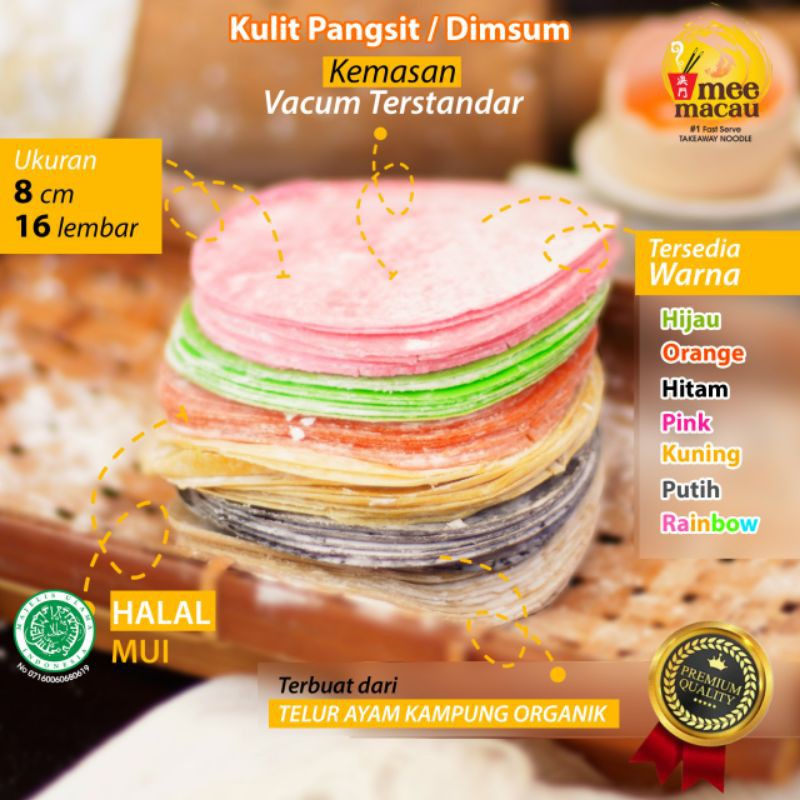 Kulit Pangsit Goreng Rebus Kulit Dimsum Halal Siomay Gyoza Tipis Rainbow Ori - 8Cm 16Pcs PREMIUM