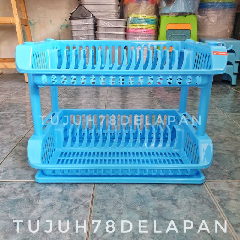 Rak Piring Plastik Kokoh 2 Susun + Nampan Global Eagle