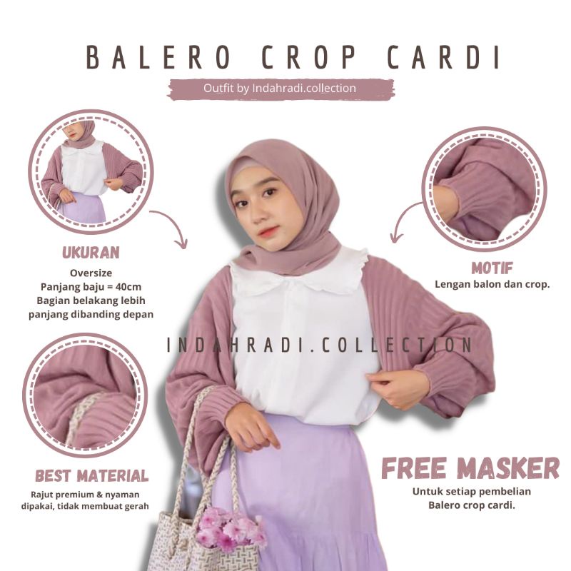 BALERO CROP RAJUT OVERSIZE TEBAL OUTER CARDIGAN LIAM WANITA