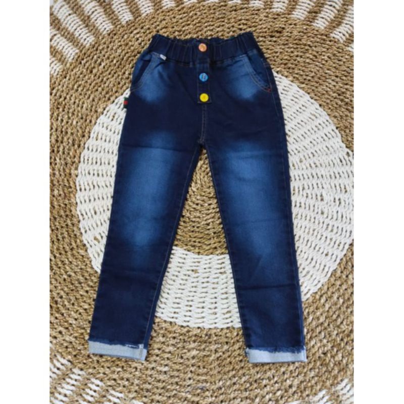 celana jeans anak2-11 tahun bahan jeans tebal/variasi kancing