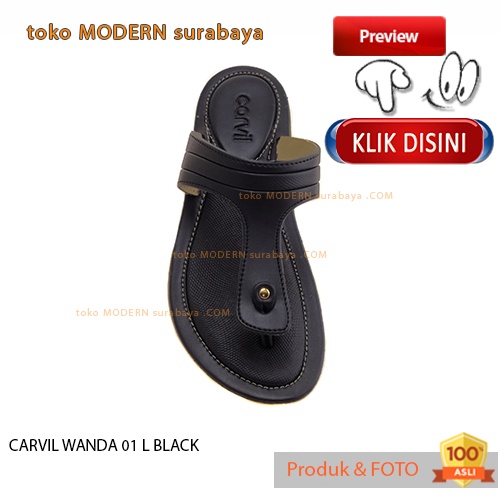 CARVIL WANDA 01 L BLACK sandal wanita casual sandal jepit flat