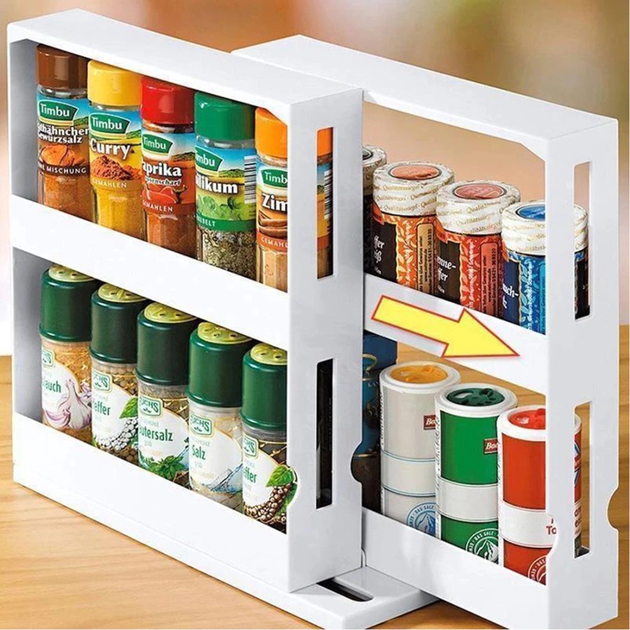 Rak Botol Bumbu Dapur Spice Bottle Storage Rack 2 Layer - G56 - White