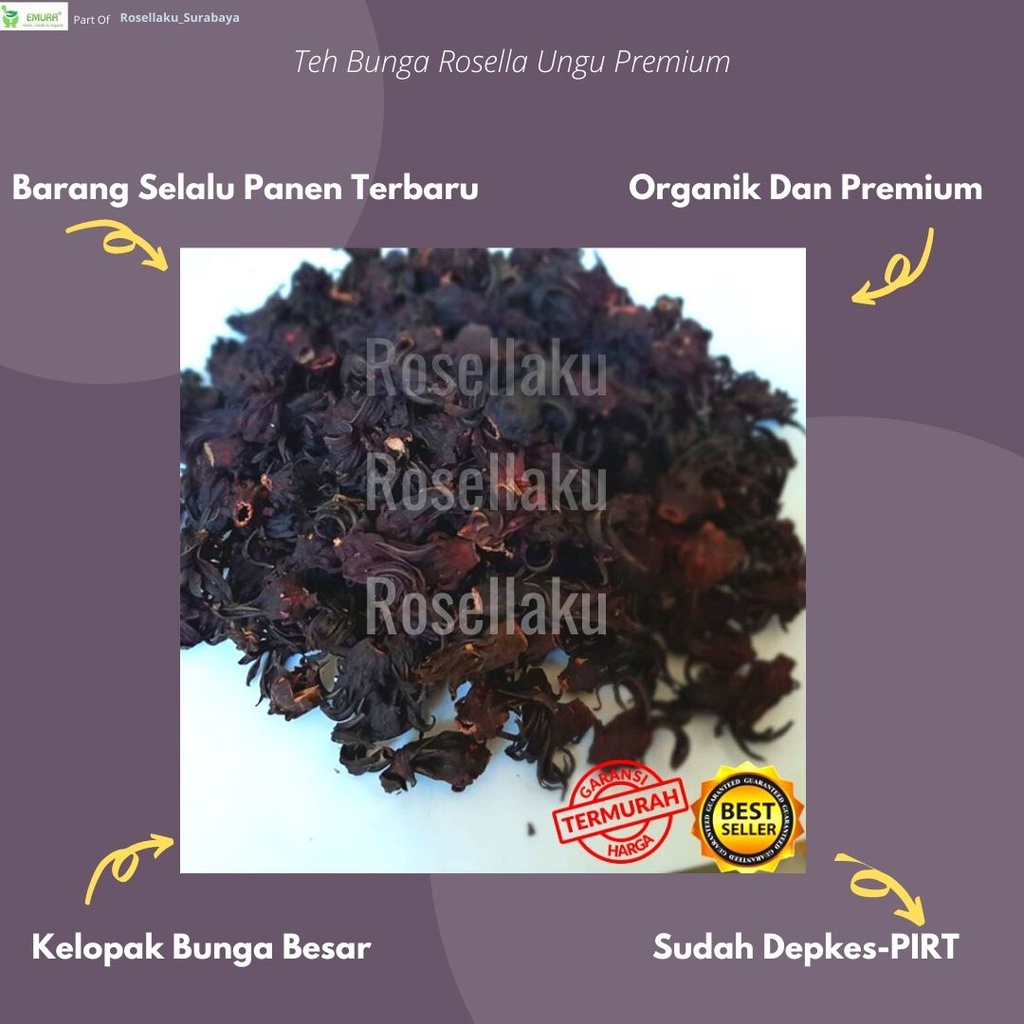 Teh Bunga Rosela Ungu Premium GRADE A / Jual Rosela Ungu/ OBAT KOLESTROL /OBAT DARAH TINGGI HERBAL/OBAT DIABETES HERBAL