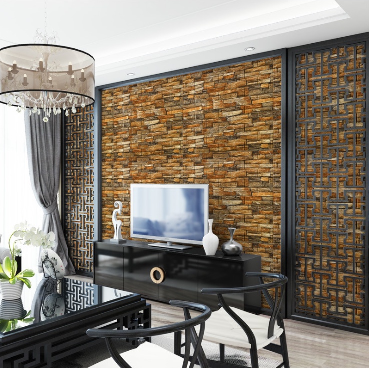 Ready stock Wallpaper Sticker Dinding 3D Waterproof Anti-collision Anti-greasy Wallpaper Brick Super Adhesive Brick Wall Paper Foam Can DIY Design