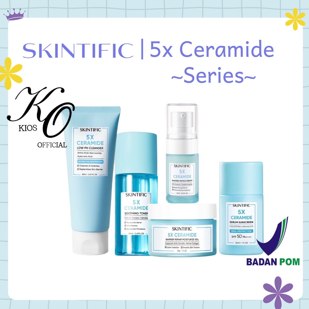 Skintific 5x Ceramide Barrier Repair Moisturizer Gel / Low pH Cleanser / Barrier Serum / Soothing Toner / Serum Sunscreen