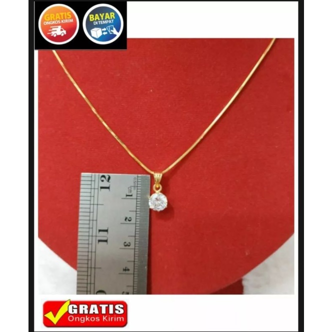 COD kalung italy liontin permata satu sangat cantik anti luntur dan tidak berkarat