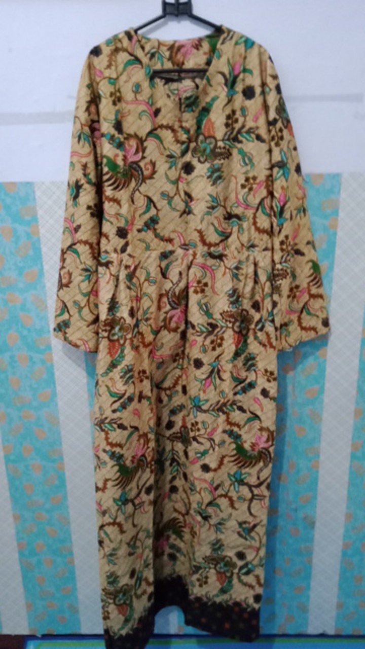 Ms Gamis Batik Sriwedari Maxi Jumbo Bumil/busui Katun Sogan Allsize Ld 104 Dan 120.