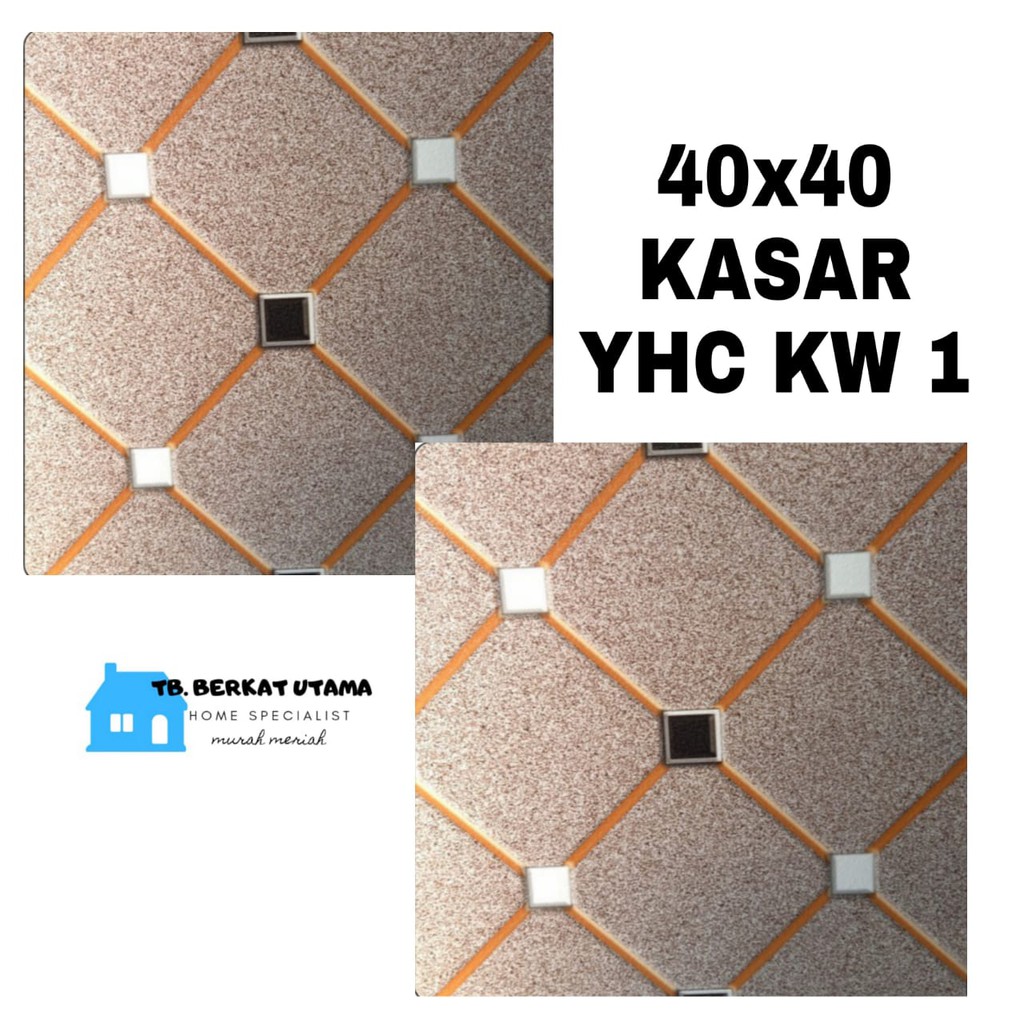 KERAMIK LANTAI TERAS 40x40 KASAR COKLAT GOLD MOTIF HEXAGON YHC KW 1- KERAMIK DINDING TAMAN 40X40