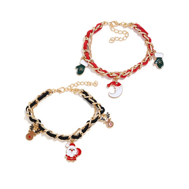 LRC Gelang Tangan Fashion Elk Tree Set Suede Chain Santa Claus Elk Bracelet D22128