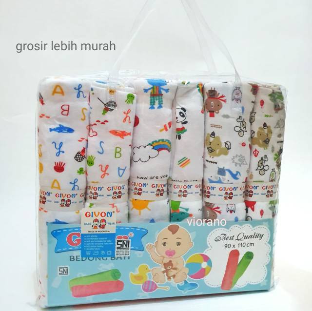 Premium Givon Bedong Baby ber SNI Ukuran Besar 110x90cm Multi fungsi bisa untuk Selimut bayi