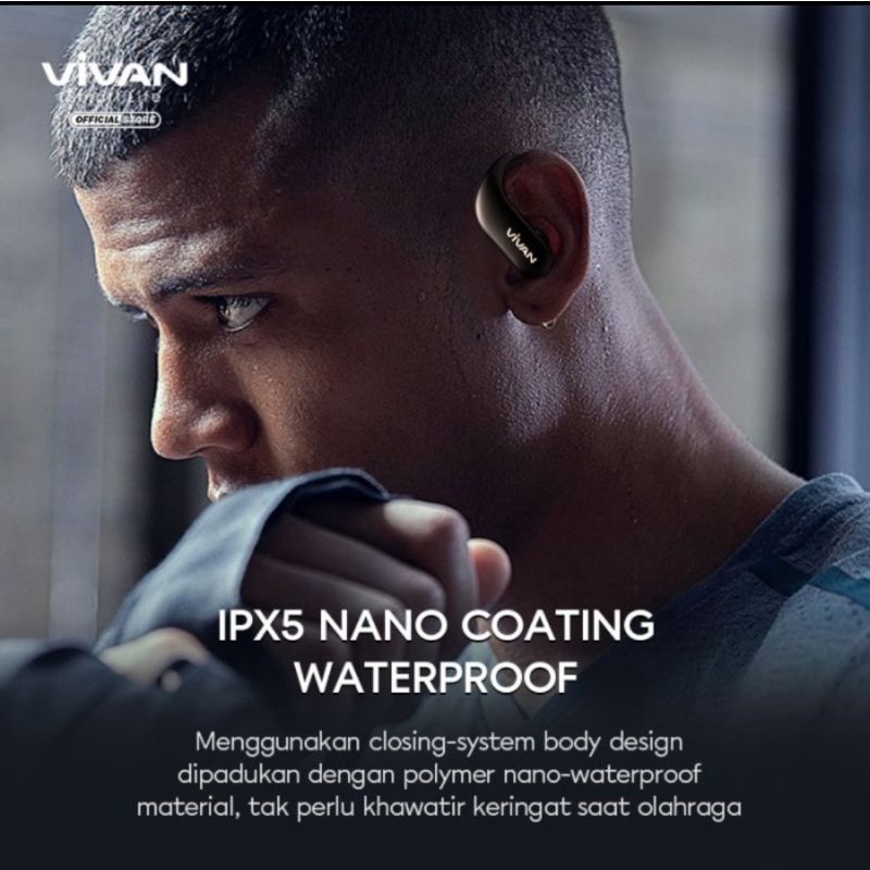 VIVAN Headset TWS Bluetooth 5.0 Waterproof IPX5 25 Hours Play Sport X