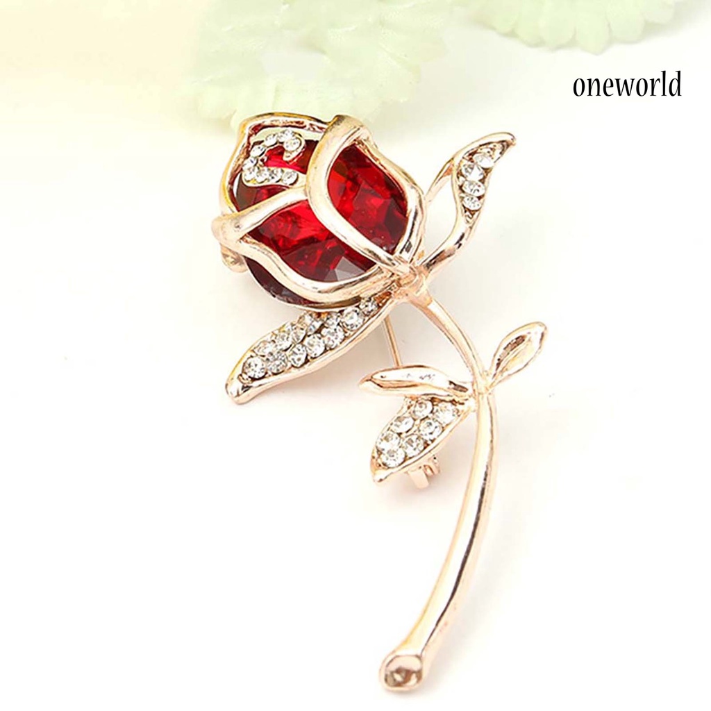 OW@ Brooch Stylish Rose Flower Design Alloy Women Girls Button Brooch for Bouquet