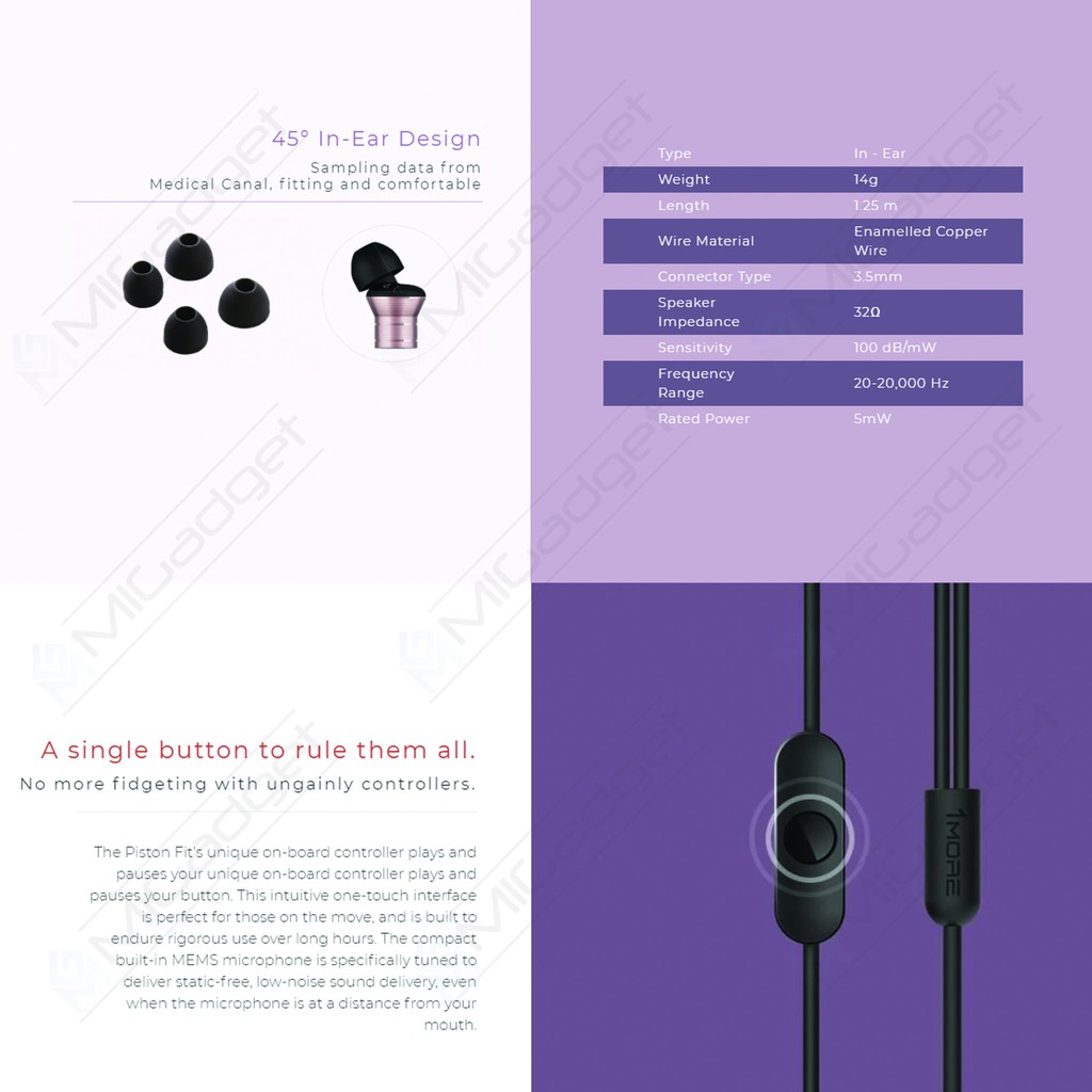 1More Piston Fit In-Ear Earphone Headset E1009 - Piston Basic