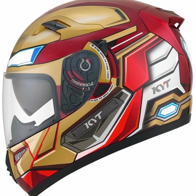 Helm Motor Sni Kyt K2 Rider Iron Man Red Gold - Paket Standar, M Terbaru