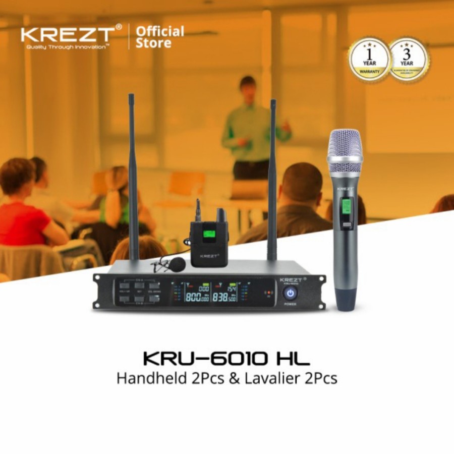 MICROPHONE - MIC WIRELESS KREZT KRU 6010 MULTICHANNEL DUA MIK VOKAL KARAOKE ORIGINAL