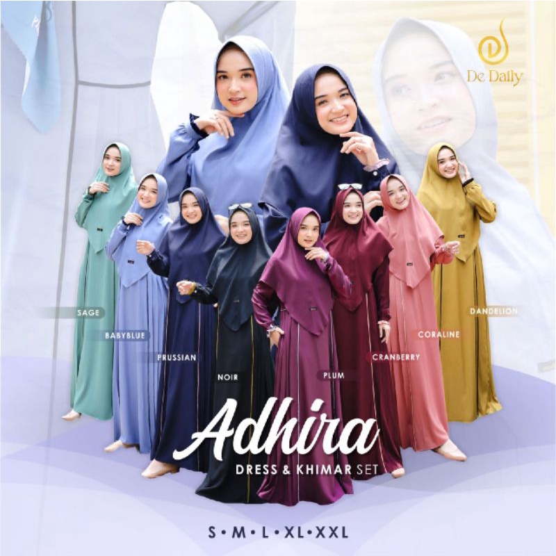 Sudah Pesanan‼️Gamis Perempuan Dewasa Adhira Dress Set Khimar by De Daily