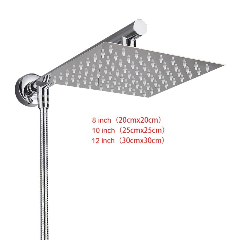 Bisa COD Kepala Shower Mandi Rainfall Stainless Steel Square 8 Inch - Hitam