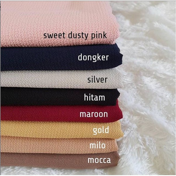 Kain Bahan Buble Crepe untuk hijab jilbab kerudung khimar