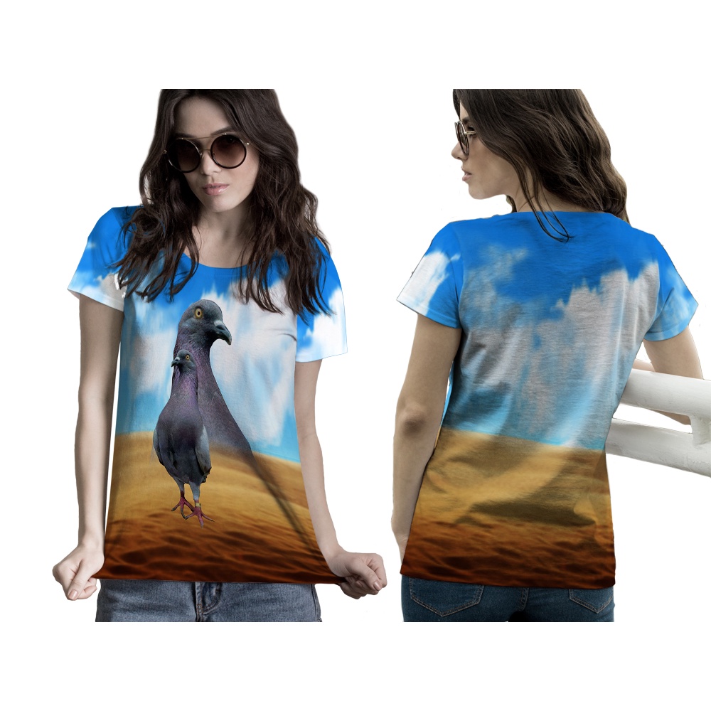 Utamamedia - Kaos Wanita Tema Burung Merpati 3D FullPrint