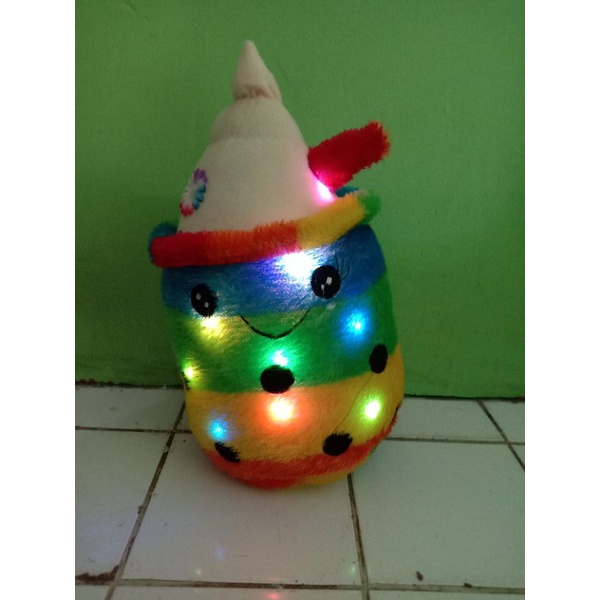 Boneka Boba Ice Cream Motif Rainbow Led Nyala Kedip Kedip Uk38Cm( L )Mainan Anak Viral Murah