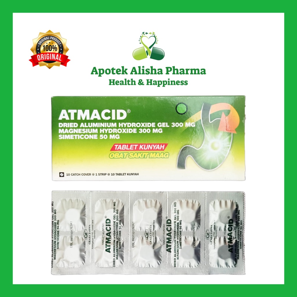 Atmacid Tablet (Strip 10tablet) - Atmasid Antasida Tablet Obat Maag / Pencernaan Lambung Kembung