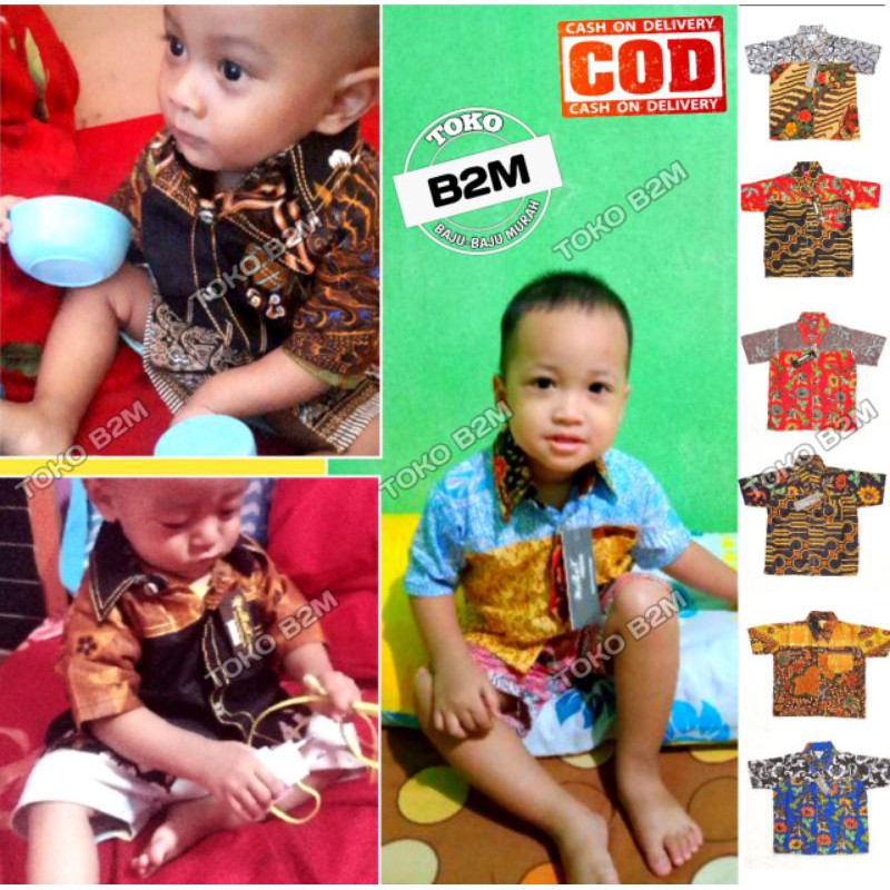 Kemeja Batik Anak Murah - Cowok Cewek - Usia 1 - 2 Tahun - Toko B2M