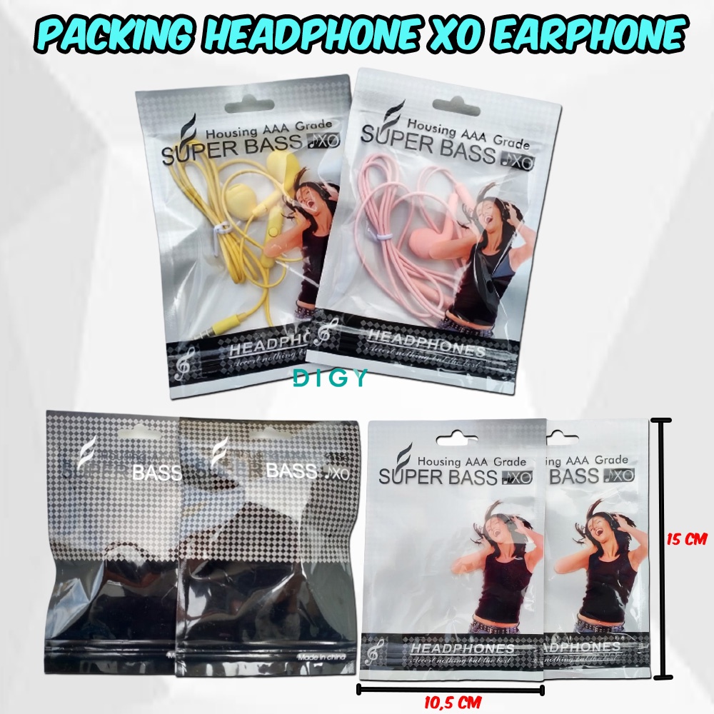 [ 50 pcs ] Packing Handfree XO Plastik earphone 12,8 x 10,5 Cm