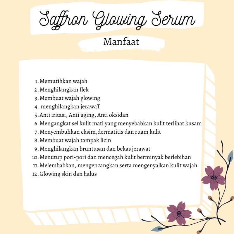 serum saffron glowing whitening serum pemutih badan serum colagen mencerahkan wajah