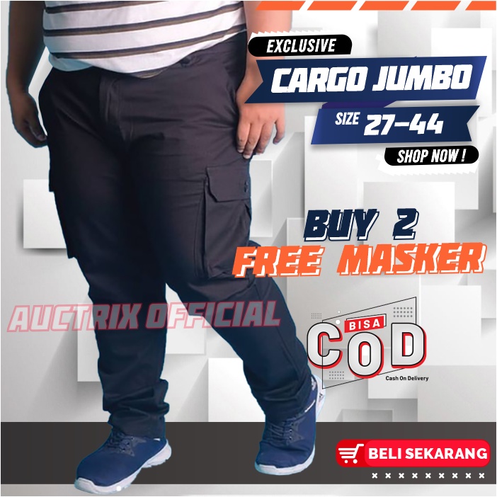 Celana Cargo Panjang Pria Jumbo Big Size 33-48 Reguler Fit Original Distro Premium