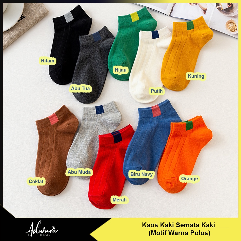 Kaos Kaki Pendek Pria Wanita Semata Kaki Motif Polos Garis (Kemas Plastik OPP)