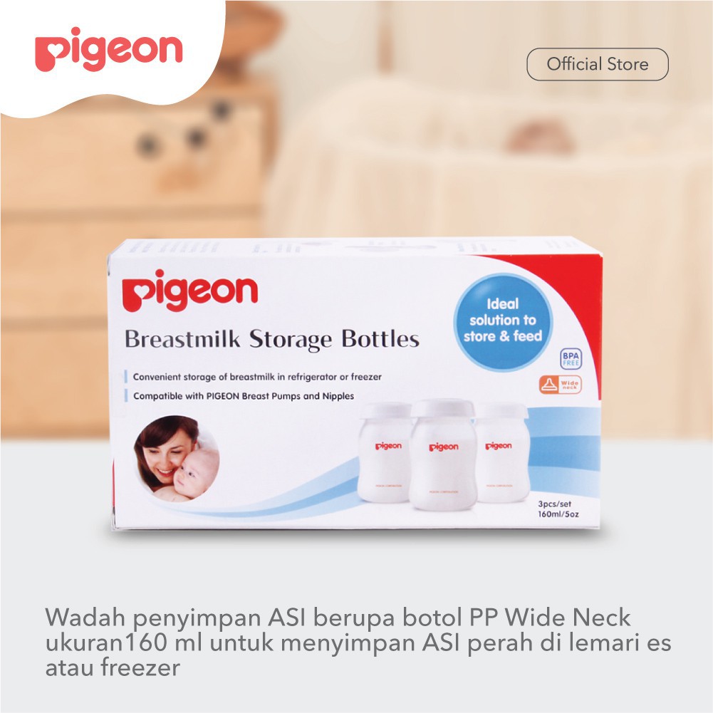 Castle - Pigeon Breastmilk Storage Wide Neck Bottle 160ml Isi 3 Pcs - Botol Susu Asi