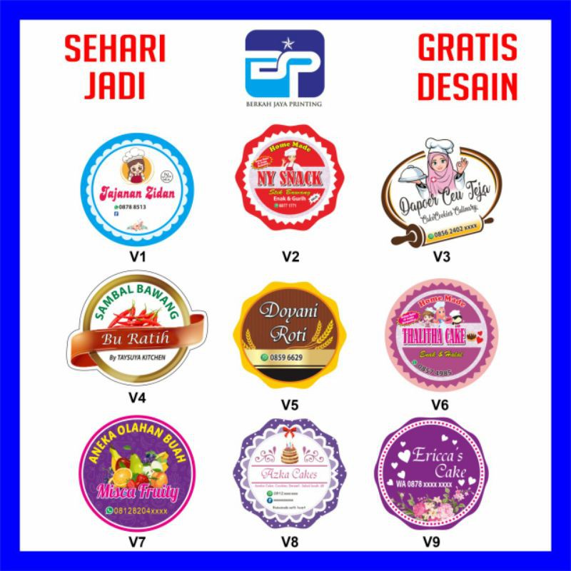 

CETAK STIKER LABEL, Makanan / Minuman / Kue / Produk / Skincare, Bahan Vinyl A3 +Cutting