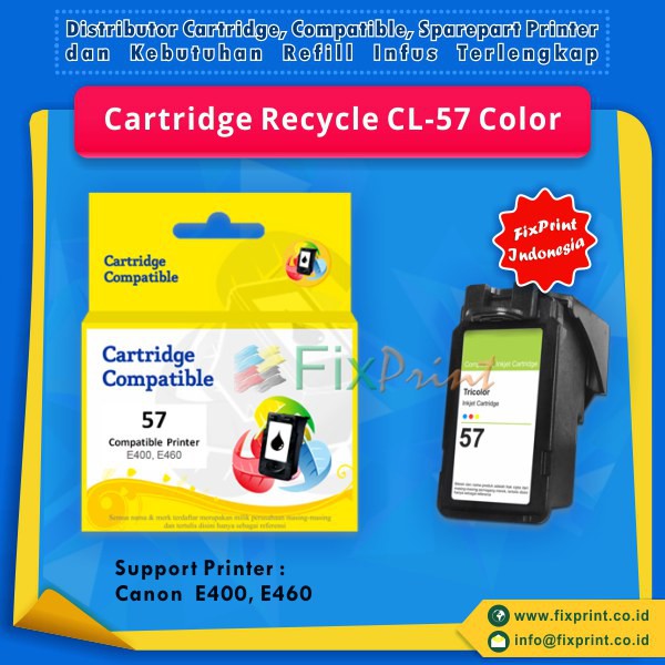 Cartridge Recycle CL-57 CL57 57 Color, Tinta Printer Canon E400 E460 Murah