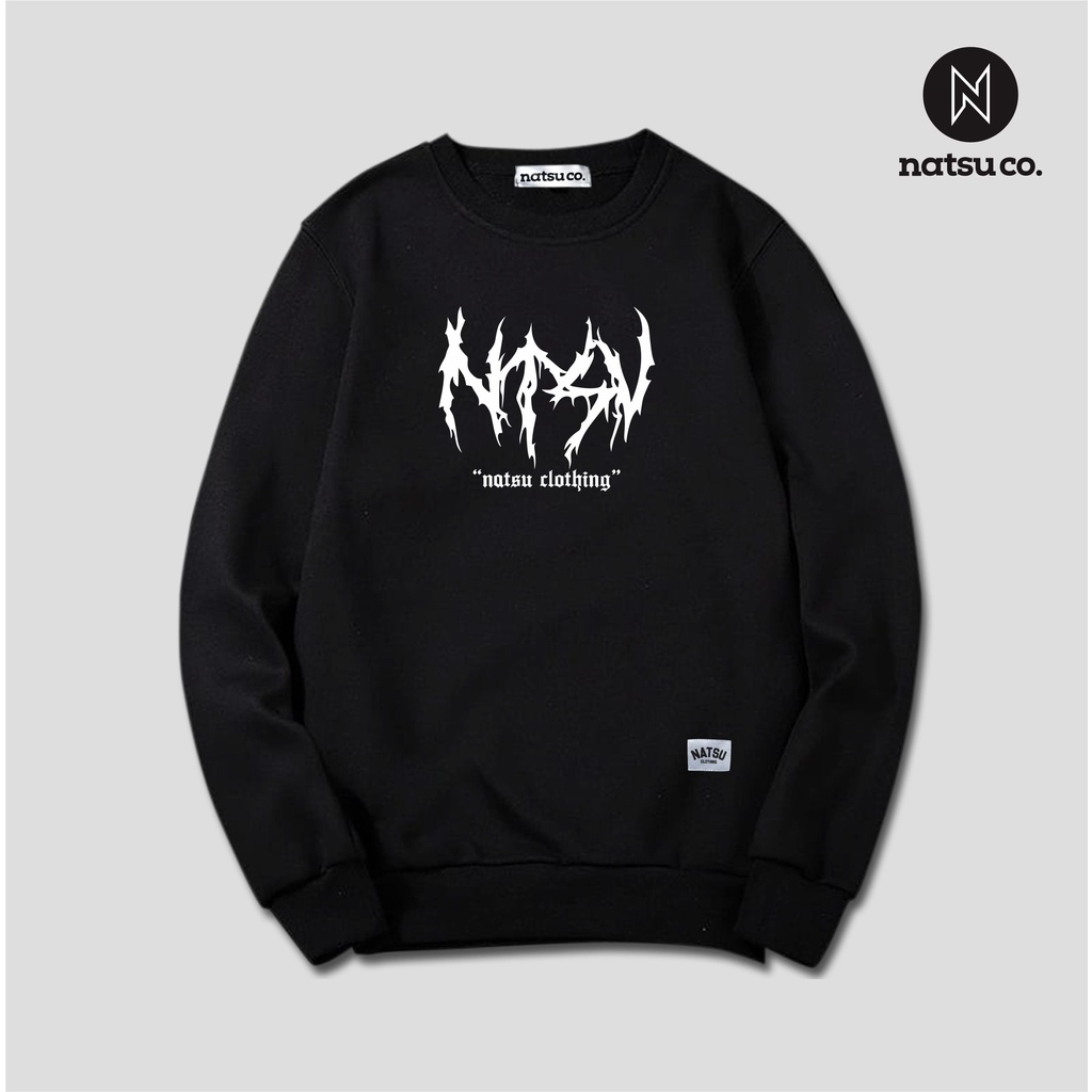 Sweater Crewneck Pria Wanita Hitam Metal Font NATSU CO Premium Quality