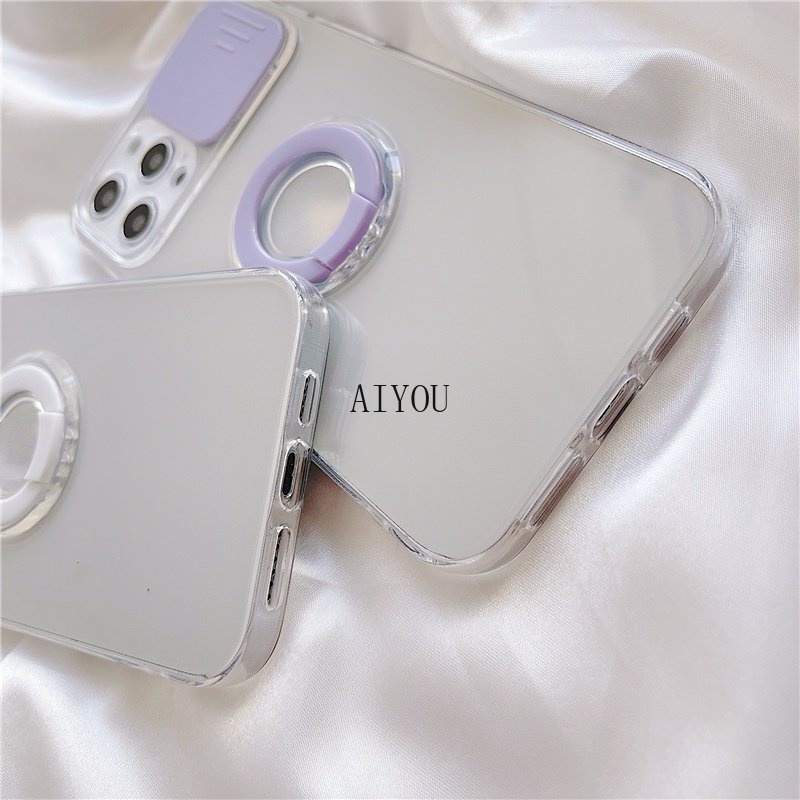Case Iphone 14 11 PRO MAX IPHONE 12 MINI IPHONE 12 PRO MAX Camera Slide Clear With Ring Iring Stand