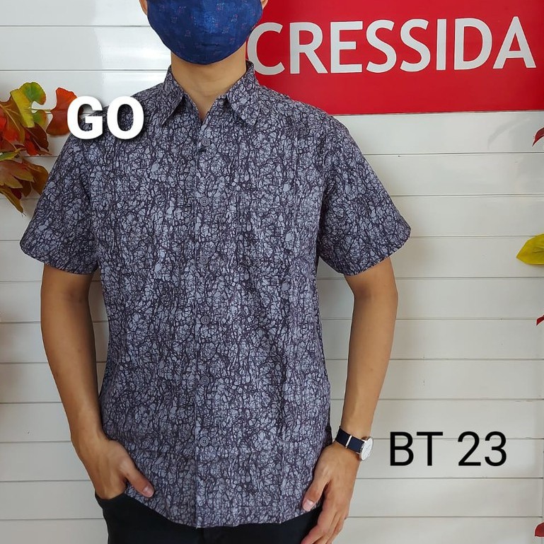 gos CRESSIDA KEMEJA BATIK Pakaian Pria Atasan Kemeja Hem Casual Reguler Original Lengan Pendek Bagus