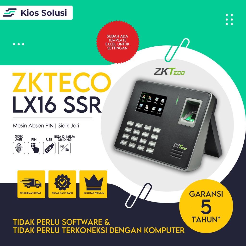 Mesin Absen Sidik Jari| PIN | Bahasa Indonesia | Fingerprint ZKTECO LX16 | Mesin Absensi Tanpa Software | Seperti A3