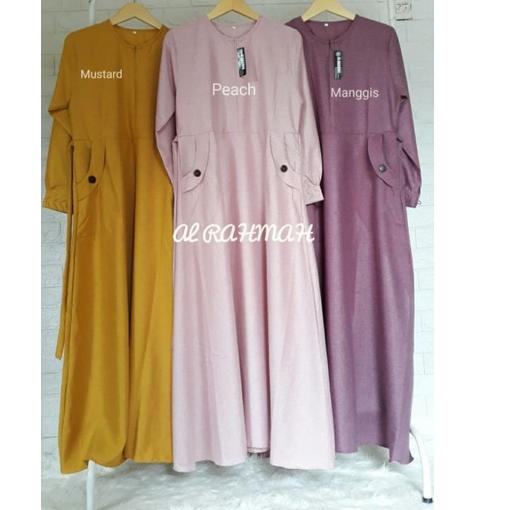 SALE GAMIS KATUN MADINA SYAR'I MODEL SAKU DEPAN (Shalimah)