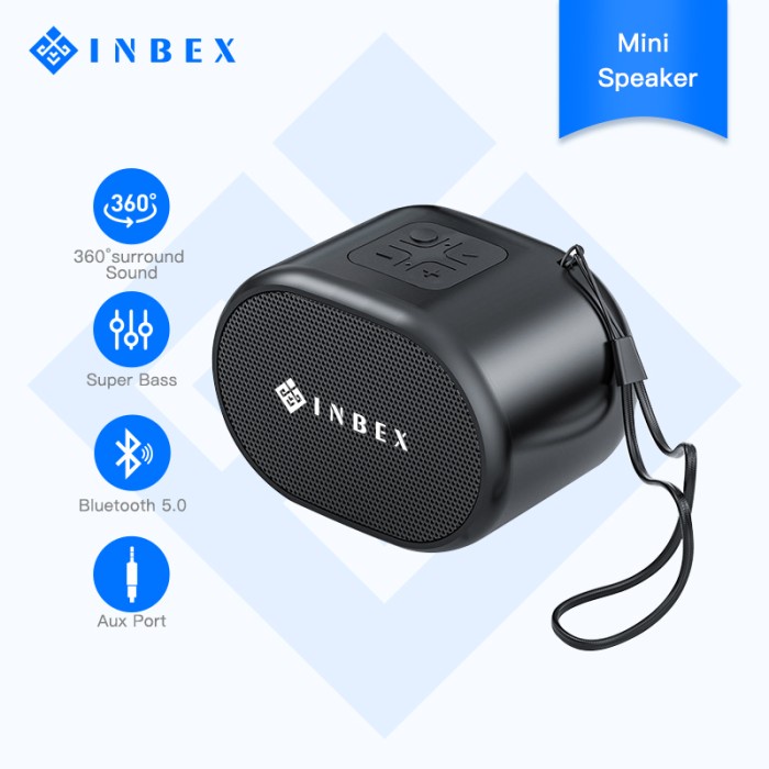 Inbex Mini Speaker Bluetooth Speaker Fm Phone Answer Aux Micro Sd Card