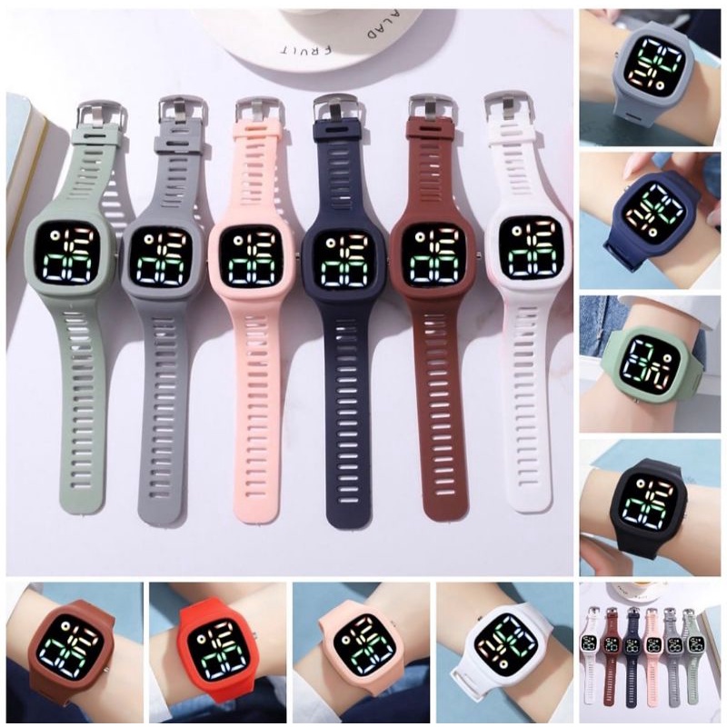 (Terima Cod)Jam Tangan Wanita/Pria Unisex Jumbo Led Digital Kota Strap Rubber/Karet(Dikirim Jakarta)