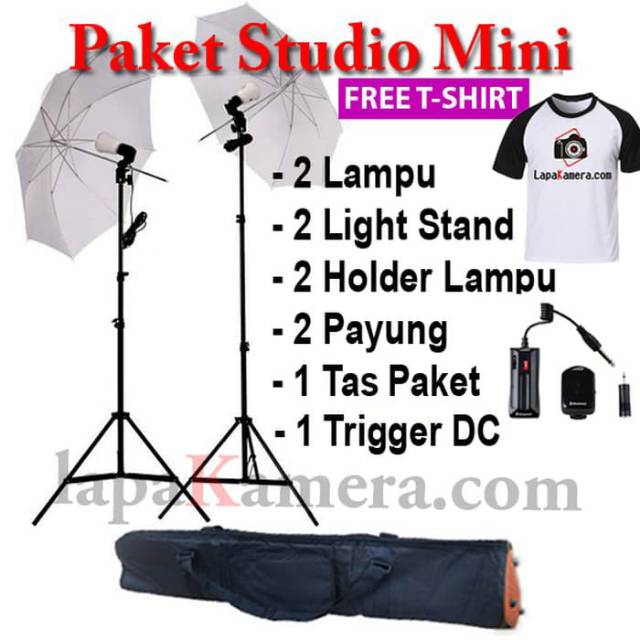 paket lampu studio / lighting studio mini + trigger DC