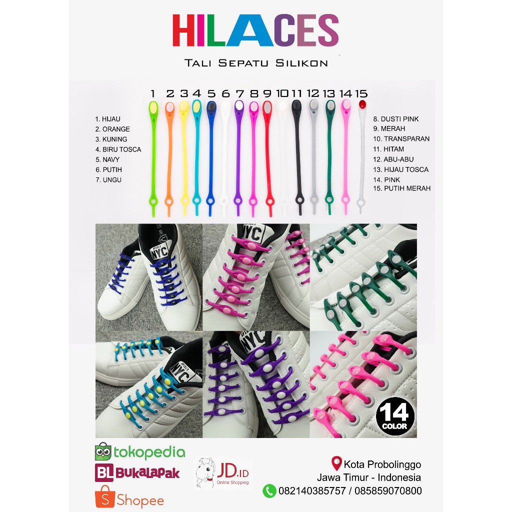 12PCS TALI SEPATU Hilaces Shoelace Silicone 12 Pcs