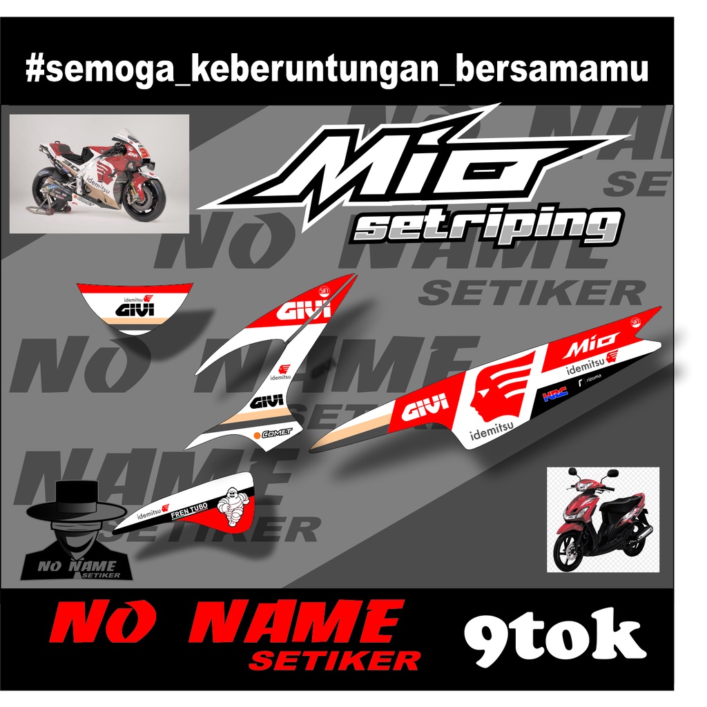 Stiker Striping Mio 110 Smile/Sporty (9tok) motif Moto Gp idemitsu - setiker decal mio karbu  2008 2009 2010 2012 2013