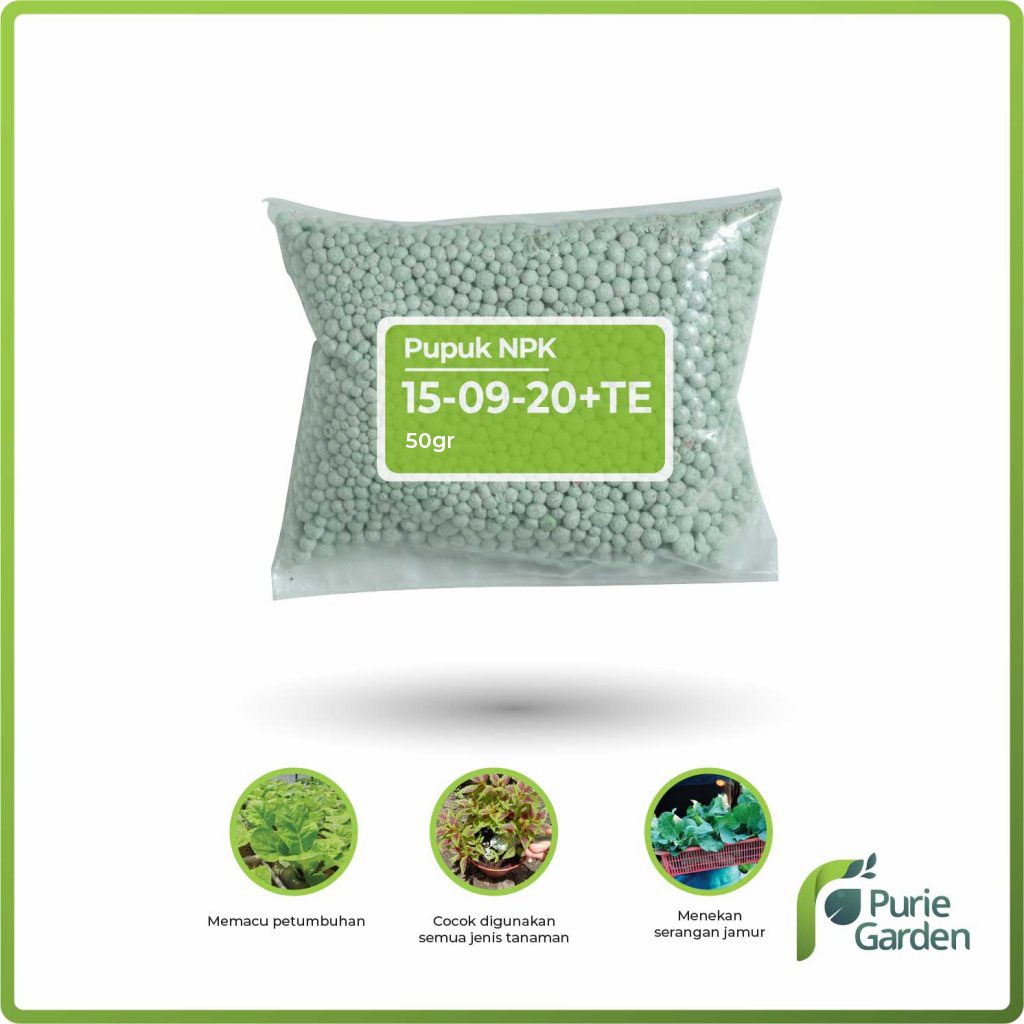 Pupuk NPK Grower 15-09-20 TE Nutrisi Pertumbuhan Bunga Buah Tanaman Sayur Buah 50gram PG KDR