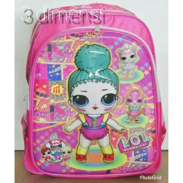 Tas Sekolah Anak Perempuan LOL Surprise 3D / Tas Karakter / Tas Ransel LOL Murah / Tas Karakter Timbul