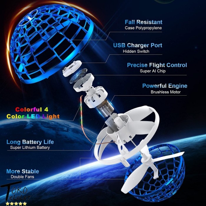 Flynova Pro Flying Ball Flying Boomerang Ball Spinner Bola Terbang LED