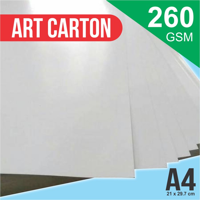 

KERTAS ART CARTON 260 Gsm A4 ( AC 260 21 CM X 29.7 CM )
